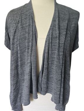 H.I.P. Grey Space Dye Open Front Cardigan - Short Sleeve - M
